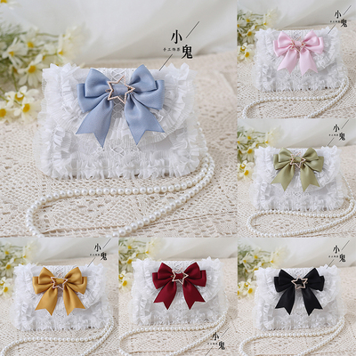 taobao agent Genuine elegant bag with bow from pearl, chain, Lolita style