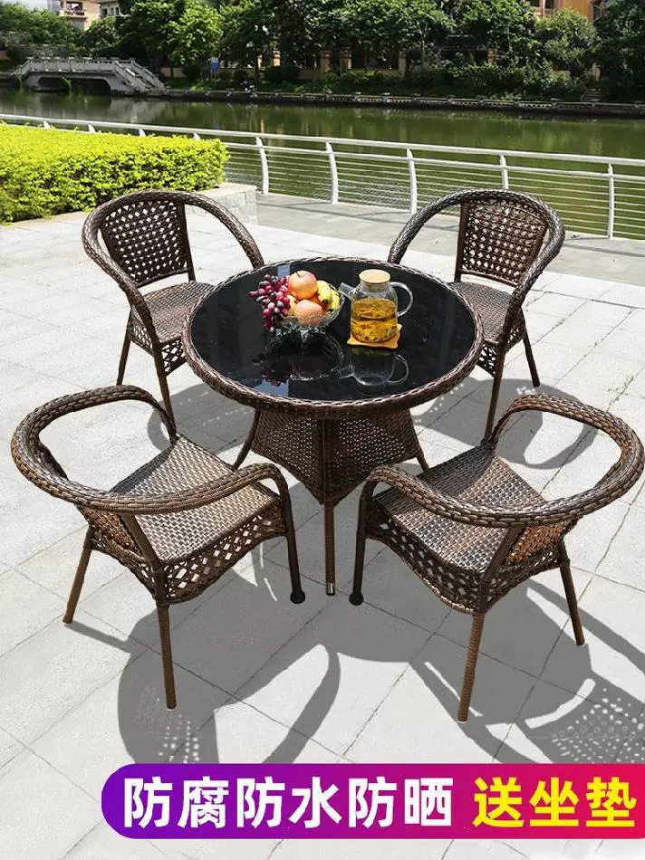 Khách sạn bàn ghế ngoài trời sân vườn bàn ghế ăn bàn ghế kết hợp sân thượng bàn ghế mây phong cách châu âu bàn trà đơn giản - Bàn ghế ngoài trời / sân
