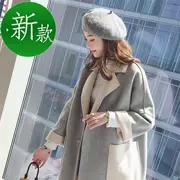 Kiểu trang trí mùa thu đông cho áo len 99 nữ dài phần phiên bản Hàn Quốc áo nỉ hai mặt rời Nizi nữ 2018 mới phổ biến - Áo khoác dài