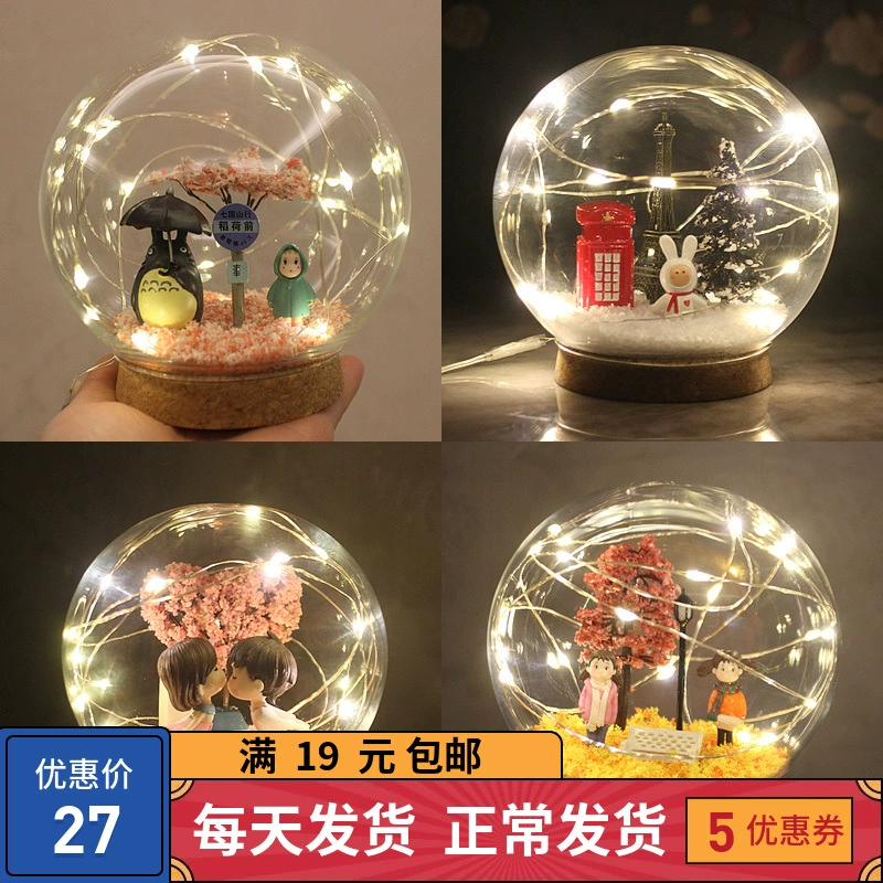 Pha lê bóng đèn micro cảnh handmade handmade thủy tinh bóng bạn bè cặp vợ chồng bạn gái món quà sinh nhật trang trí sáng tạo - Trang trí nội thất