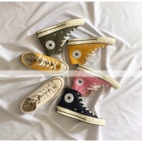 Giày vải cổ điển Converse 1970s Samsung tiêu chuẩn đen cao vàng cao xanh navy xanh ô liu 162050C - Plimsolls giày thể thao sneaker