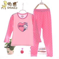 Bé mùa thu đông mới đồ lót trẻ em phù hợp với bé gái Lycra cotton cotton mùa thu quần mùa thu quần vai mở nút dài tay - Quần áo lót đồ bộ mặc nhà cho be gái 10 tuổi