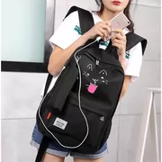 Túi học sinh trung học nữ túi bút chì màu đen trường trung học cơ sở ba lô Phiên bản tiếng Hàn của túi đeo vai dễ thương phát sáng dung lượng lớn - Túi vai đơn