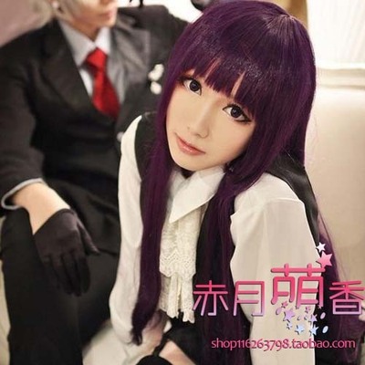 taobao agent Mengxiang's cosplay wig fox x servant SS white ghost courtyard 凛 butterfly purple black 100 spot