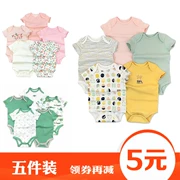 Quần áo bé Xiêm mùa hè cotton mỏng phù hợp với túi đồ rắm đồ ngủ romper nam nữ quần áo bé tam giác tay áo ngắn - Áo liền quần