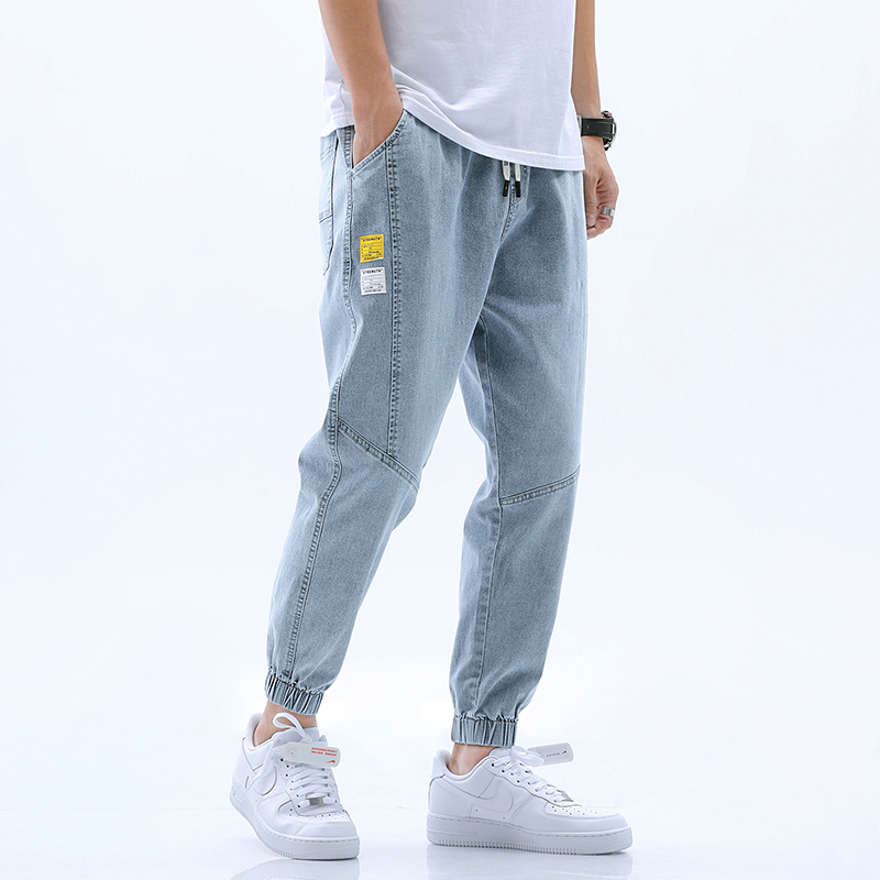 2020 autumn fashion brand elastic waist Capri Jeans Men's straight tube loose fashion Korean version versatile harem Leggings