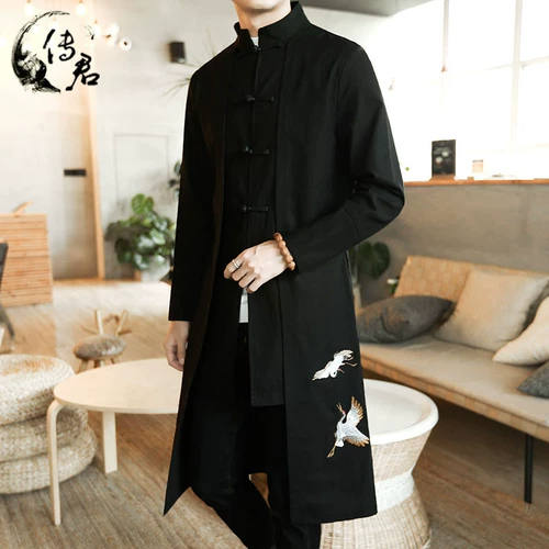Мужское ханьфу, осенняя куртка, плащ, китайский стиль, с вышивкой, большой размер