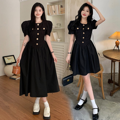 taobao agent Summer dress, black long skirt, plus size, Chanel style