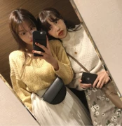 Hàn Quốc mua cho bạn gái mùa xuân áo len cổ chữ V lỏng lẻo - Áo / áo thun