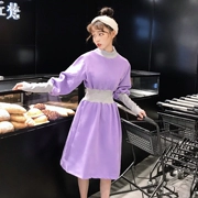 Mùa thu 2018 mới của phụ nữ phiên bản Hàn Quốc của kiểu dáng dài tay tự may, cộng với áo dài nhung dày mùa đông nữ