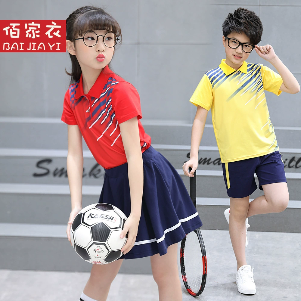 Mùa hè mới học sinh tiểu học thể thao phù hợp với nam và nữ ngắn tay áo ngắn quần áo lớp - Đồng phục trường học / tùy chỉnh thực hiện