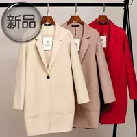 Áo khoác nữ mùa xuân 2019 Phiên bản Hàn Quốc của áo len dài hai phần lỏng lẻo Áo len mỏng phần E - Áo khoác dài ao khoac len