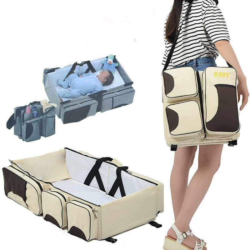 Túi đựng đồ nhiều chức năng lớn có thể gập lại cũi túi xách tay cho bé và túi xách ra giường du lịch xách tay - Túi / túi Baby