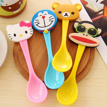 hello kitty可爱卡通公仔头小勺子 创意萌动物汤匙环保塑料儿童勺