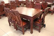Bàn ăn và ghế nội thất gỗ gụ Dongyang đích thực kết hợp Bàn ăn gỗ hồng mộc Lào Dalbergia Lào - Bộ đồ nội thất
