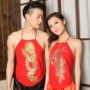 Của nam giới dành cho người lớn tạp dề kích thước lớn dạ dày ấm dạ dày tạp dề màu đỏ năm nay của nam giới và phụ nữ dành cho người lớn tạp dề phong cách Trung Quốc đồ ngủ yếm phi lụa cực sexy
