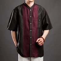 Cao cấp của nam giới Tang phù hợp với mùa hè ngắn tay áo boutique Xiangyun Trung Quốc phong cách cổ áo sơ mi lụa trang phục dân tộc những kiểu đồ bộ đẹp