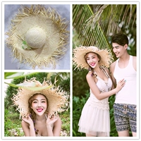 Пляжная плетеная шапка подходит для фотосессий для влюбленных, коллекция 2021, защита от солнца