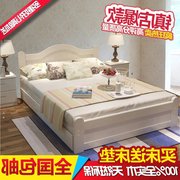 Cấu trúc khung 1.5 m giường thông giường đôi 2 người công chúa giường giường gỗ rắn trắng giường cứng giường giường màu trắng giường Châu Âu