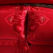 60 bông satin thêu đám cưới sản phẩm giường cưới màu đỏ đôi gối đơn gối