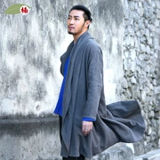 Nan Tang nam phong cách Trung Quốc mùa thu và mùa đông nam áo khoác mỏng phần dài giản dị áo choàng nam trang phục áo gió quốc gia