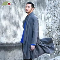 Nan Tang nam phong cách Trung Quốc mùa thu và mùa đông nam áo khoác mỏng phần dài giản dị áo choàng nam trang phục áo gió quốc gia đồ bộ nam
