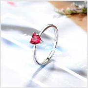 Phiên bản Hàn Quốc của nhẫn trắng kim cương đỏ tình yêu nhẫn mở nhẫn lựu đỏ hình trái tim nhẫn nữ quà tặng trang sức ngày Valentine