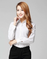 Phụ nữ đi lại thường xuyên dài tay mới sọc màu xám áo sơ mi nữ Hàn Quốc phiên bản của mỏng giảm béo CV áo sơ mi khí của phụ nữ quần áo áo sơ mi nữ dài tay trắng