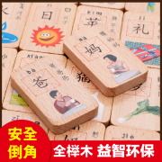 Thịt viên bằng gỗ trẻ em trí tuệ xây dựng bằng điện đồ chơi bằng gỗ 2-3-5-6 tuổi ký tự Trung Quốc biết chữ domino nhận thức