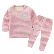 Bộ đồ lót bé gái 1-2-3-4 tuổi bé nam cộng với quần nhung dày mùa thu có thể mở quần áo trẻ em bằng vải cotton