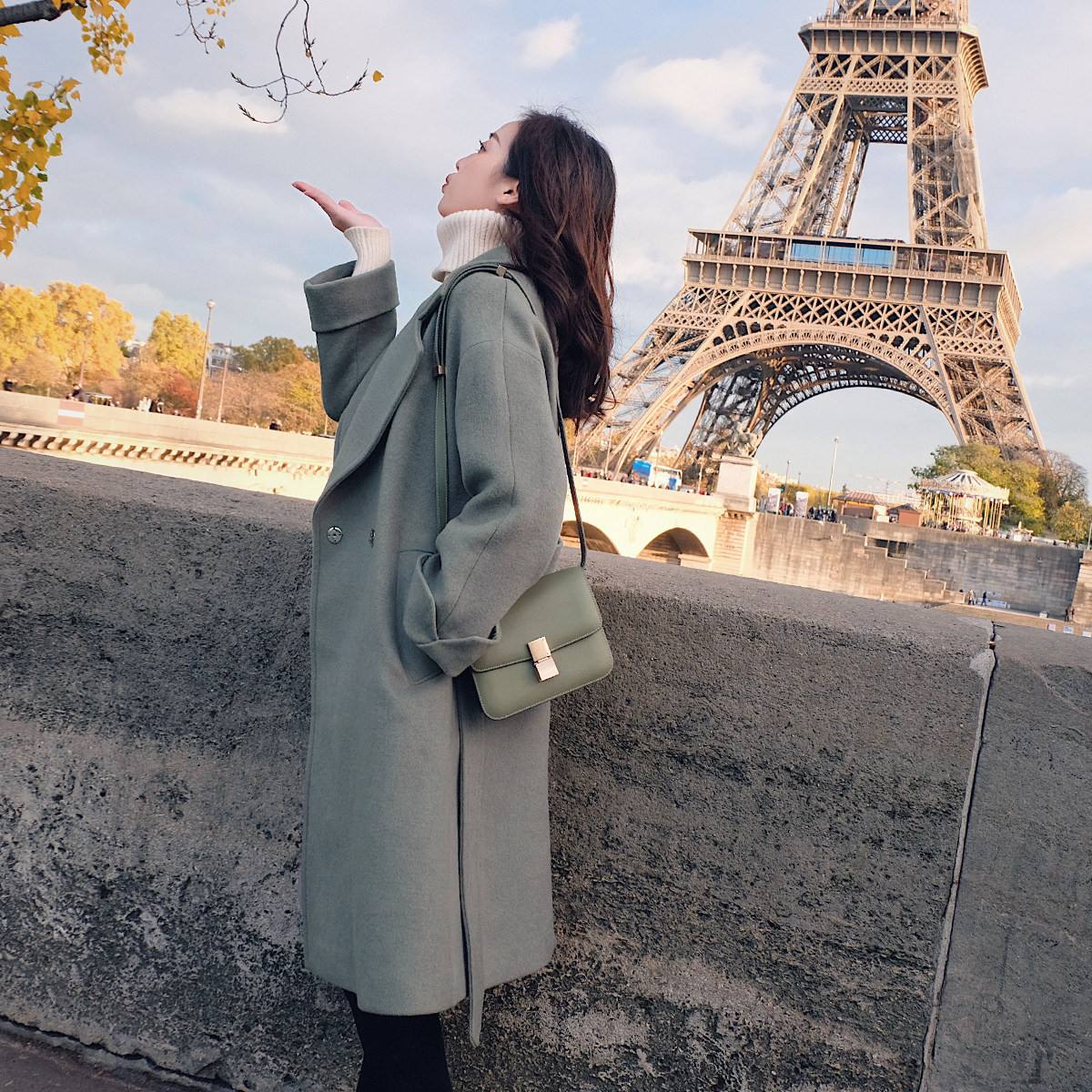 Thắt lưng ca cao Chanel, áo len, nữ, phần dài, phiên bản Hàn Quốc, 2018, áo khoác ngắn cho trẻ em mới, mùa thu và mùa đông dày