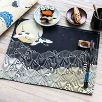Phong cách nhật bản gió vải đơn giản trà placemat lễ chống bỏng cách nhiệt pad vải khăn coaster bảng mat bát bát mat ảnh khăn trải bàn tròn 1m2
