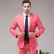 Mùa xuân và mùa thu của nam giới thường phù hợp với ba mảnh màu hồng mỏng người đàn ông phù hợp với phù hợp với chú rể váy kết hôn phù rể