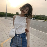 2018 mới Hàn Quốc mùa hè ăn mặc của phụ nữ màu rắn vuông cổ áo mỏng giảm béo khí vest không tay áo đáy