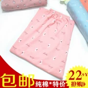 Quần pyjama nữ mùa thu quần cotton rộng kích thước lớn cotton tháng nhà quần đan phần dày mỏng mùa xuân và mùa đông mùa đông