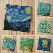 Bông và vải lanh đệm tre than đệm xe ghế đệm đệm sofa châu Âu và Mỹ cổ điển Van Gogh sao sơn dầu hướng dương