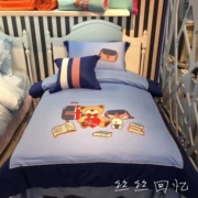 Trẻ em giường tầng trên bông denim bông phim hoạt hình công chúa cô gái chàng trai vá thêu giường 1,2 1,5 m - Bộ đồ giường trẻ em