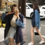 Hàn quốc phiên bản của phù hợp với 2018 mùa thu mới lớn tên sọc khâu denim áo ngắn giản dị nhỏ phù hợp với áo khoác nữ triều áo vest nữ không cổ