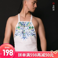 [古 阿 新] 闰 六 Trung Quốc phong cách thêu nước biển vách đá bông và vải lanh thoải mái thở độc đoán Trung Quốc ban đầu tạp dề đồ ngủ quyến rũ