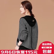 Đội mũ trùm đầu ngắn áo khoác nữ mùa xuân và mùa thu ngắn áo giản dị Hàn Quốc phiên bản của lỏng mỏng ins siêu lửa sọc áo khoác