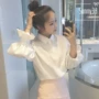 2018 đầu mùa xuân mới dài tay áo sơ mi trắng nữ phun tay áo áo Hàn Quốc phiên bản của nhỏ tươi mỏng áo khoác sinh viên phụ nữ sơ mi nữ đẹp