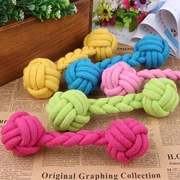 New Candy Color Pet Cotton Rope Dệt Dumbbell Ball Dog Toy Molar Cắn Mèo Đồ chơi Đồ chơi - Mèo / Chó Đồ chơi