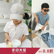 辰辰 妈 童装 3-5 tuổi boy boy áo bông lanh hạt phần mỏng trẻ em hoang dã áo sơ mi ngắn tay