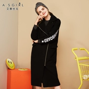 Áo khoác len nữ dài phần phiên bản Hàn Quốc 2018 xuân mới dành cho nữ chính thức áo khoác nữ màu đen Nizi - Áo Hàn Quốc