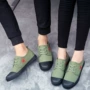 Giày quân đội màu xanh lá cây phẳng nam và nữ học sinh trung học cơ sở giày bình thường quân đội đào tạo giày vải thấp học sinh trung học giày giải phóng giày the thao nam hàng hiệu
