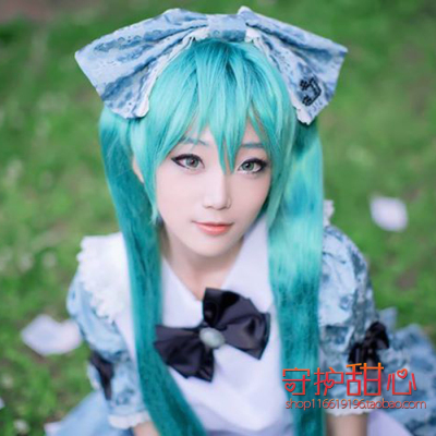 taobao agent {Sweetheart} Free shipping VOCALOID series Hatsune Miku Future Lake Blue Spot Cosplay Wig