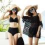 Jingel bikini ba mảnh gợi cảm giảm béo bụng kích thước lớn ngực nhỏ tụ tập kỳ nghỉ mùa xuân nóng bỏng phù hợp với áo tắm 1818 - Bộ đồ bơi hai mảnh bikini 2 mảnh màu đen