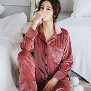Bộ đồ ngủ bằng nhung vàng nữ mùa đông san hô lông cừu dài tay phiên bản Hàn Quốc của chiếc áo len nữ mùa thu dày có thể mặc bên ngoài bộ đồ phục vụ tại nhà