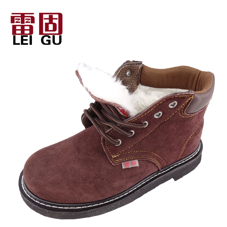 Giày lao động lót bông cho nam và nữ mũi thép chống va đập giày lao động mùa đông chất liệu da bò chống thấm chịu nhiệt độ cao 