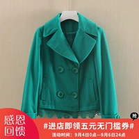 Thanh loạt ◆ ve áo ngắn đôi ngực dài tay áo len mùa thu phụ nữ 2018 trung tâm mua sắm mới với cùng một đoạn áo khoác dạ nữ
